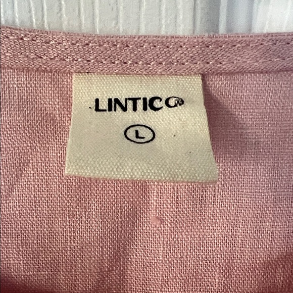 100% linen Pink Women's Button-Down Shirt - Picture 2 of 5